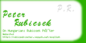 peter rubicsek business card
